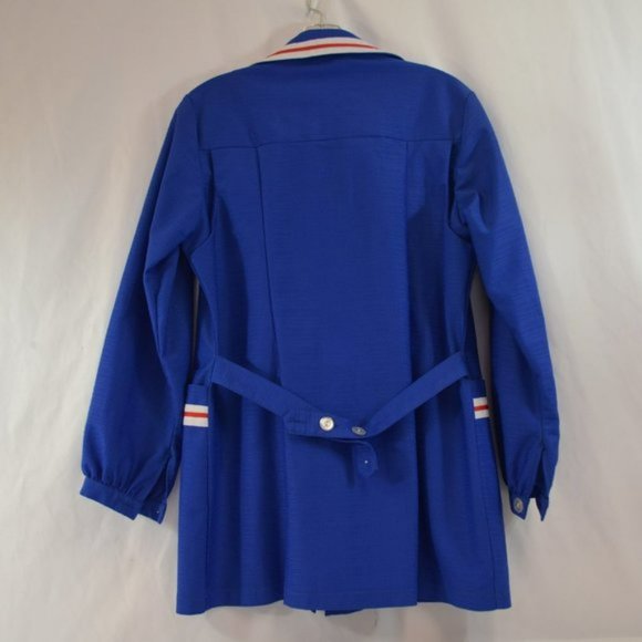 Vintage Trade Coat or Dress Blue with White and Red Stripes Zip Up - Picture 8 of 10